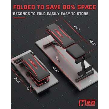 HITOSPORT Adjustable Weight Bench for Full Body Exercise, Foldable Strength Training Bench Press with Resistance Bands for Home Gym & Body Workout Newly Upgraded