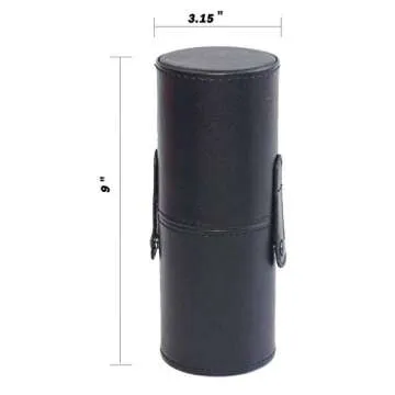 LanMa Makeup Brush Holder,Large Vegan Leather Cylinder Box Bags for Portable Cosmetic Makeup Case Storage Makeup Bags for Traveling or Bedroom Vanity(PU Black)