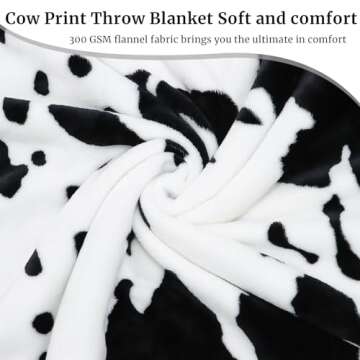 Cow Print Blanket Warm Plush Cute Black Cow Throw Blanket Soft Fleece Flannel Lightweight Throw Blankets Sofa Couch Bed Travel Cow Bedding Room Decor for Kids Teens Adults 40"x50"