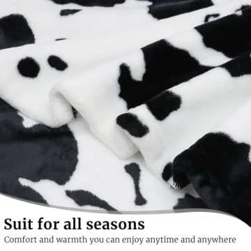 Cow Print Blanket Warm Plush Cute Black Cow Throw Blanket Soft Fleece Flannel Lightweight Throw Blankets Sofa Couch Bed Travel Cow Bedding Room Decor for Kids Teens Adults 40"x50"