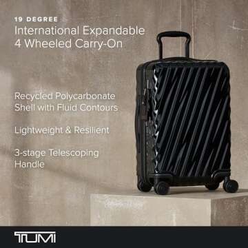 TUMI - 19 Degree International Expandable 4 Wheeled Carry-On - Hard Shell Suitcase - 21.8" X 14.0" X 9.0" - Black