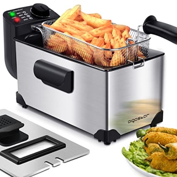 Aigostar Deep Fryer with Adjustable Temperature and Safety Features