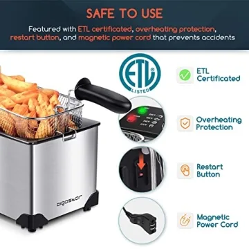 Aigostar Deep Fryer with Adjustable Temperature and Safety Features