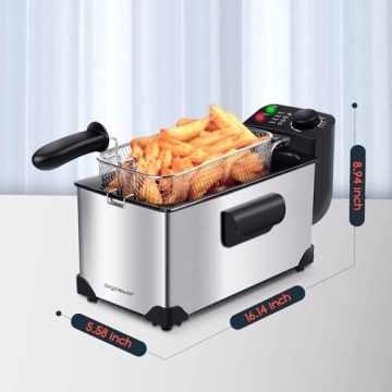 Aigostar Deep Fryer with Adjustable Temperature and Safety Features