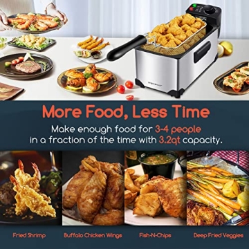 Aigostar Deep Fryer with Adjustable Temperature and Safety Features