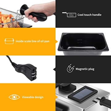 Aigostar Deep Fryer with Adjustable Temperature and Safety Features