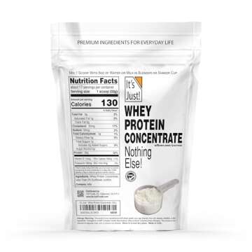 It's Just! - 100% Whey Protein Concentrate, Made in USA, RBST/rBGH Hormone Free, Premium WPC-80, No Added Flavors or Artificial Sweeteners (1.25 Pound, Unflavored)