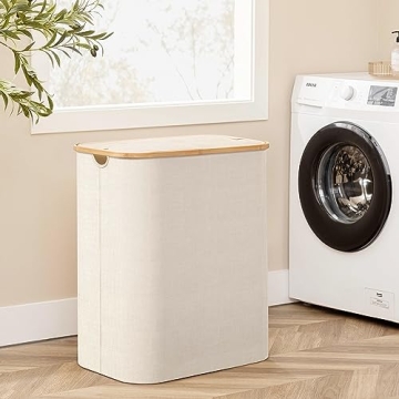 JOYBEST 140L Double Laundry Hamper with Bamboo Handles