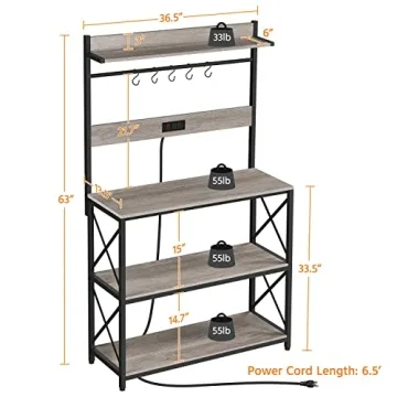 Yaheetech Kitchen Bakers Rack with Power Outlet