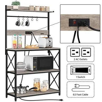Yaheetech Kitchen Bakers Rack with Power Outlet