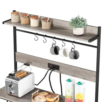 Yaheetech Kitchen Bakers Rack with Power Outlet