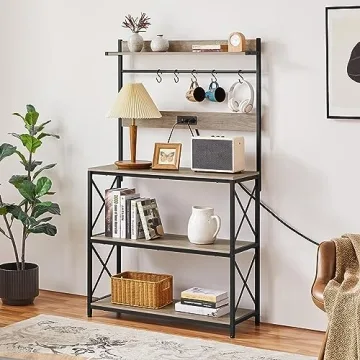 Yaheetech Kitchen Bakers Rack with Power Outlet