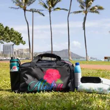 Chic Aloha Duffel Bag & Sticker for Beach Lovers and Travelers