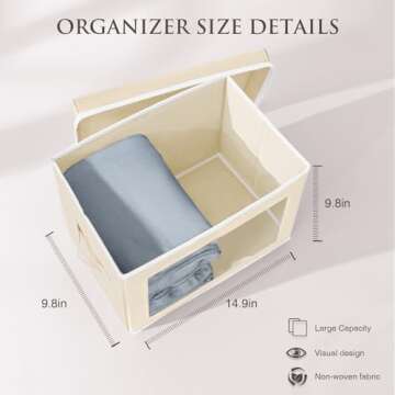 Homsorout Fabric Storage Bins with Lids, Storage Cubes with Window, Decorative Storage Boxes Baskets...