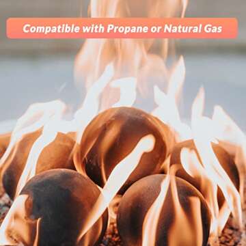 Skyflame Ceramic Fire Balls, Set of 6 Round Fire Stones Set for Indoor and Outdoor Fire Pits or Fireplaces Accessory, 5 Inch, Black