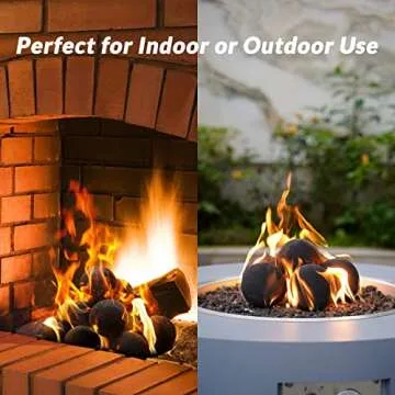 Skyflame Ceramic Fire Balls, Set of 6 Round Fire Stones Set for Indoor and Outdoor Fire Pits or Fireplaces Accessory, 5 Inch, Black