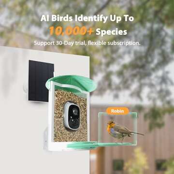 Birdkiss Smart Bird Feeder with Camera Solar, Auto Capture Bird Videos & Motion Detection, Bird Watching Camera Notify in Time, Metal Bird Feeder with Seed Guard, Ideal Present for Bird Lovers (Green)