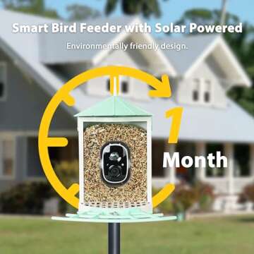 Birdkiss Smart Bird Feeder with Camera Solar, Auto Capture Bird Videos & Motion Detection, Bird Watching Camera Notify in Time, Metal Bird Feeder with Seed Guard, Ideal Present for Bird Lovers (Green)