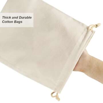 HRX Package 20pcs Muslin Bags 8x10 inches, Cotton Drawstring Bag Fabric Gift Pouches Sachet for Jewelry Party Favors Wrapping DIY