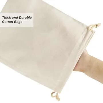 HRX Package 20pcs Muslin Bags 8x10 inches, Cotton Drawstring Bag Fabric Gift Pouches Sachet for Jewelry Party Favors Wrapping DIY