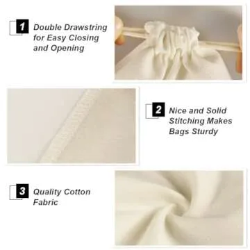 HRX Package 20pcs Muslin Bags 8x10 inches, Cotton Drawstring Bag Fabric Gift Pouches Sachet for Jewelry Party Favors Wrapping DIY