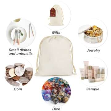 HRX Package 20pcs Muslin Bags 8x10 inches, Cotton Drawstring Bag Fabric Gift Pouches Sachet for Jewelry Party Favors Wrapping DIY