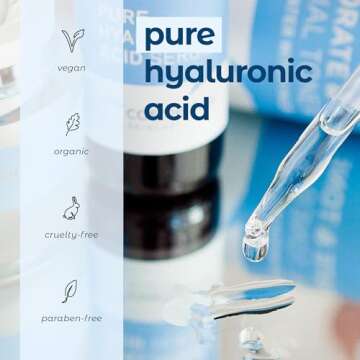 Hyaluronic Acid Serum for Skin 100% Pure-Anti-Aging Serum - Intense Hydration + Moisture, Non-greasy...
