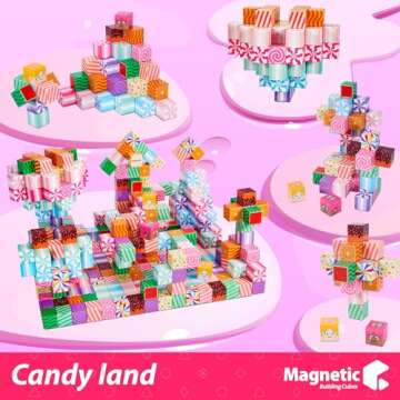 SILYMOLY Magnetic Blocks Candy World Land Edtion, Magnetic Tiles Building Blocks Boys & Girls Toys Age 3-5 4-8 5-7 Sensory Gift for Kids，Magnets Cubes，Upgraded STEM Gift 1.2 Inches