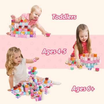 SILYMOLY Magnetic Blocks Candy World Land Edtion, Magnetic Tiles Building Blocks Boys & Girls Toys Age 3-5 4-8 5-7 Sensory Gift for Kids，Magnets Cubes，Upgraded STEM Gift 1.2 Inches