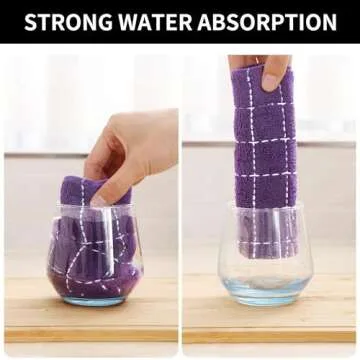 Homaxy Kitchen Towels and Dishcloths Set, 12 x 12 and 13 x 28 Inches, Set of 8 Bulk Cotton Terry Kitchen Towels Set, Checkered Designed, Soft and Super Absorbent Dish Towels, Purple