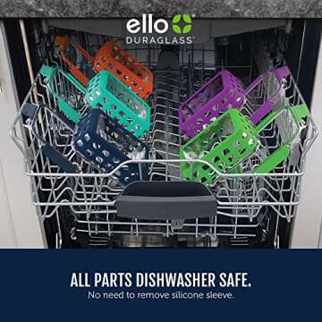 Ello Duraglass 3.4 Cup Meal Prep Sets 10Pc, 5 Pack Set- Glass Food Storage Container with Silicone Sleeve and Airtight BPA-Free Plastic Lids, Dishwasher, Microwave, and Freezer Safe, Fruit Salad