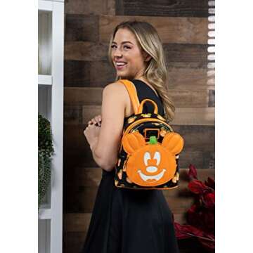 Loungefly Disney Mickey-O-Lantern Womens Double Strap Shoulder Bag Purse