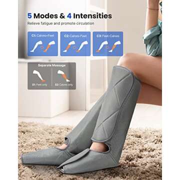 RENPHO Leg Massager for Circulation and Pain Relief, Calf Compression Massager Effective for Fathers Mothers Relaxation Muscles and Reduce Swelling-Grey