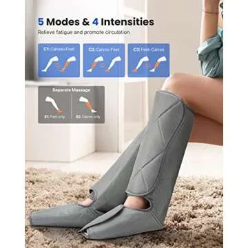 RENPHO Leg Massager for Circulation and Pain Relief, Calf Compression Massager Effective for Fathers Mothers Relaxation Muscles and Reduce Swelling-Grey