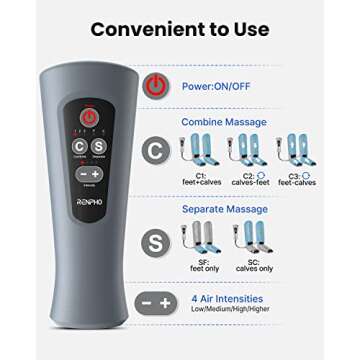 RENPHO Leg Massager for Circulation and Pain Relief, Calf Compression Massager Effective for Fathers Mothers Relaxation Muscles and Reduce Swelling-Grey