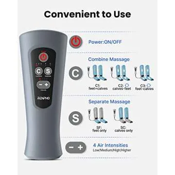 RENPHO Leg Massager for Circulation and Pain Relief, Calf Compression Massager Effective for Fathers Mothers Relaxation Muscles and Reduce Swelling-Grey