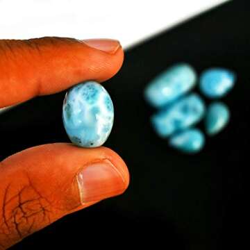 Gempires Natural Larimar Cabochon Gemstone for Jewelry, 10 to 20 mm, Larimar Cabochon Loose Stone, Loose Cabochon Gemstone Supply, 50 Carat Lot