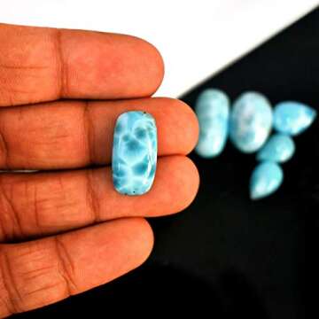 Gempires Natural Larimar Cabochon Gemstone for Jewelry, 10 to 20 mm, Larimar Cabochon Loose Stone, Loose Cabochon Gemstone Supply, 50 Carat Lot