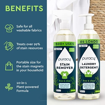 Puracy Enzyme-Based Laundry Stain Remover & Detergent Duo