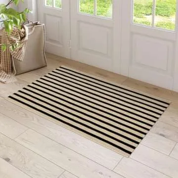LEEVAN Washable Striped Outdoor Rug for Entryways