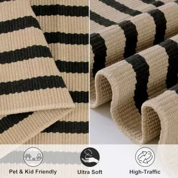 LEEVAN Washable Striped Outdoor Rug for Entryways