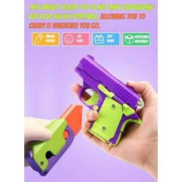 Fidget Toy Gun, 1911 Stress Shot Toy Gun Set for Adults & Kids, 3D Printed Peace Pistol Fidget Toy Anxiety Relief Items Pack, 9 PCS