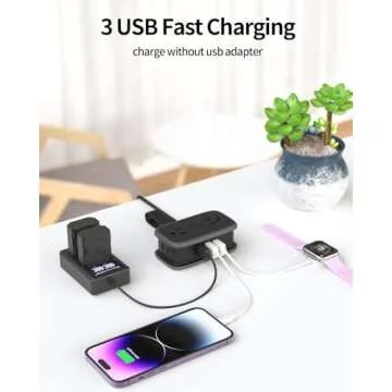 Travel Power Strip with USB Ports, NTONPOWER 4ft Flat Plug Wrapped Around Short Extension Cord with 4 Outlets 3 USB Ports, Compact for Cruise Travel Essential Hotel Home Office, Black