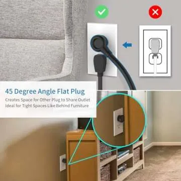 Travel Power Strip with USB Ports, NTONPOWER 4ft Flat Plug Wrapped Around Short Extension Cord with 4 Outlets 3 USB Ports, Compact for Cruise Travel Essential Hotel Home Office, Black