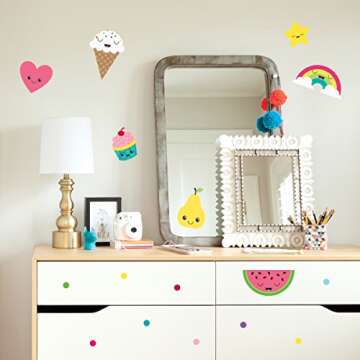 Paper Riot Co. Peel-and-Stick Assorted Kawaii Cute Cartoon Food Vinyl Wall Decal Set, 147 ct.