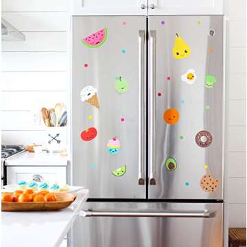 Paper Riot Co. Peel-and-Stick Assorted Kawaii Cute Cartoon Food Vinyl Wall Decal Set, 147 ct.