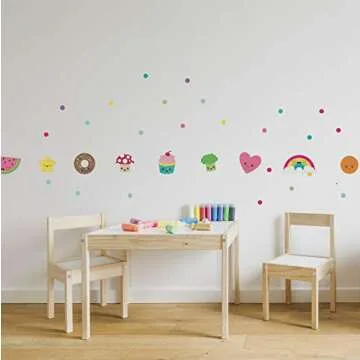 Paper Riot Co. Peel-and-Stick Assorted Kawaii Cute Cartoon Food Vinyl Wall Decal Set, 147 ct.