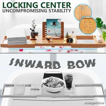 SereneLife Bamboo Bath Caddy – Expandable & Stylish Tray