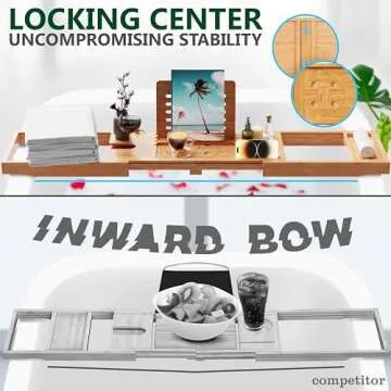 SereneLife Bamboo Bath Caddy – Expandable & Stylish Tray