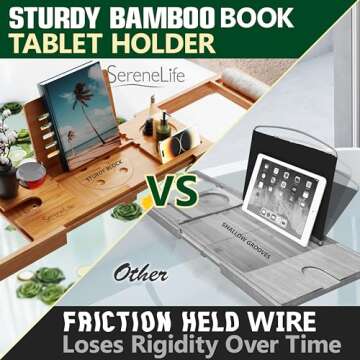 SereneLife Bamboo Bath Caddy – Expandable & Stylish Tray